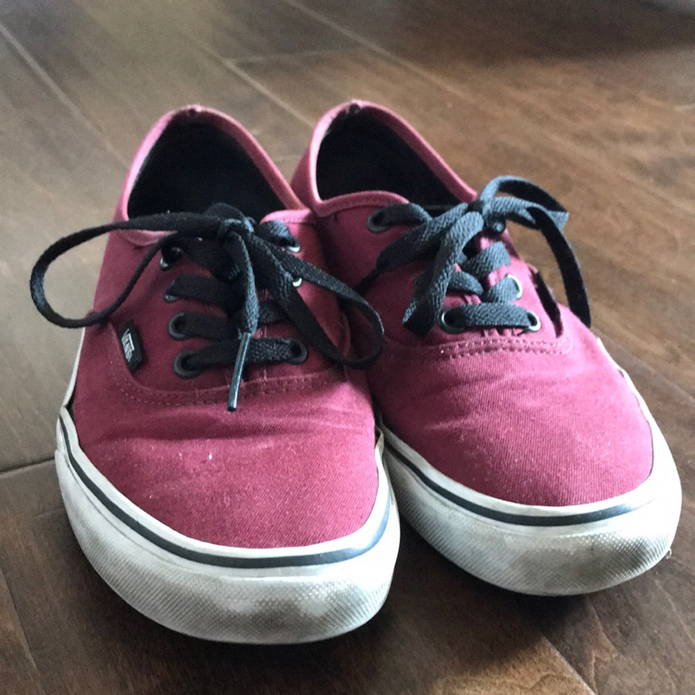 Maroon, Black, and White Vans